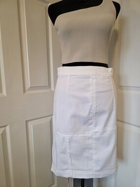 FRAME White Denim Skirt | Raw Edge Mini | Size 27